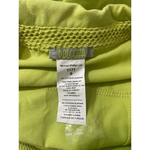 Dolcezza Size Shirt Small  Dress Green Yellow Short Sleeve Button Down Collared - Picture 6 of 6